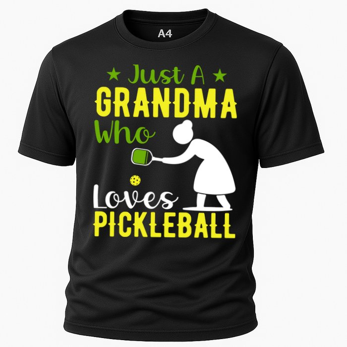 Just A Grandma Who Loves Pickleball Paddle Gift Cooling Performance Crew T-Shirt