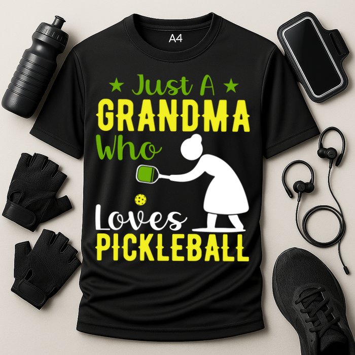 Just A Grandma Who Loves Pickleball Paddle Gift Cooling Performance Crew T-Shirt