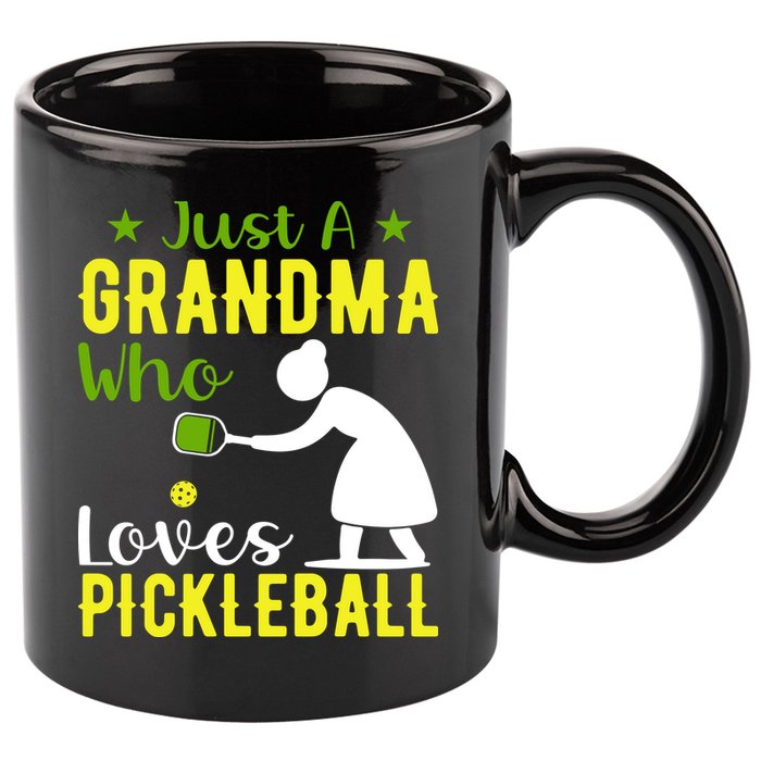Just A Grandma Who Loves Pickleball Paddle Gift 11oz C Handle Ceramic Mug
