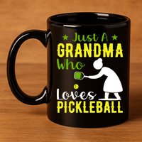 Just A Grandma Who Loves Pickleball Paddle Gift 11oz C Handle Ceramic Mug