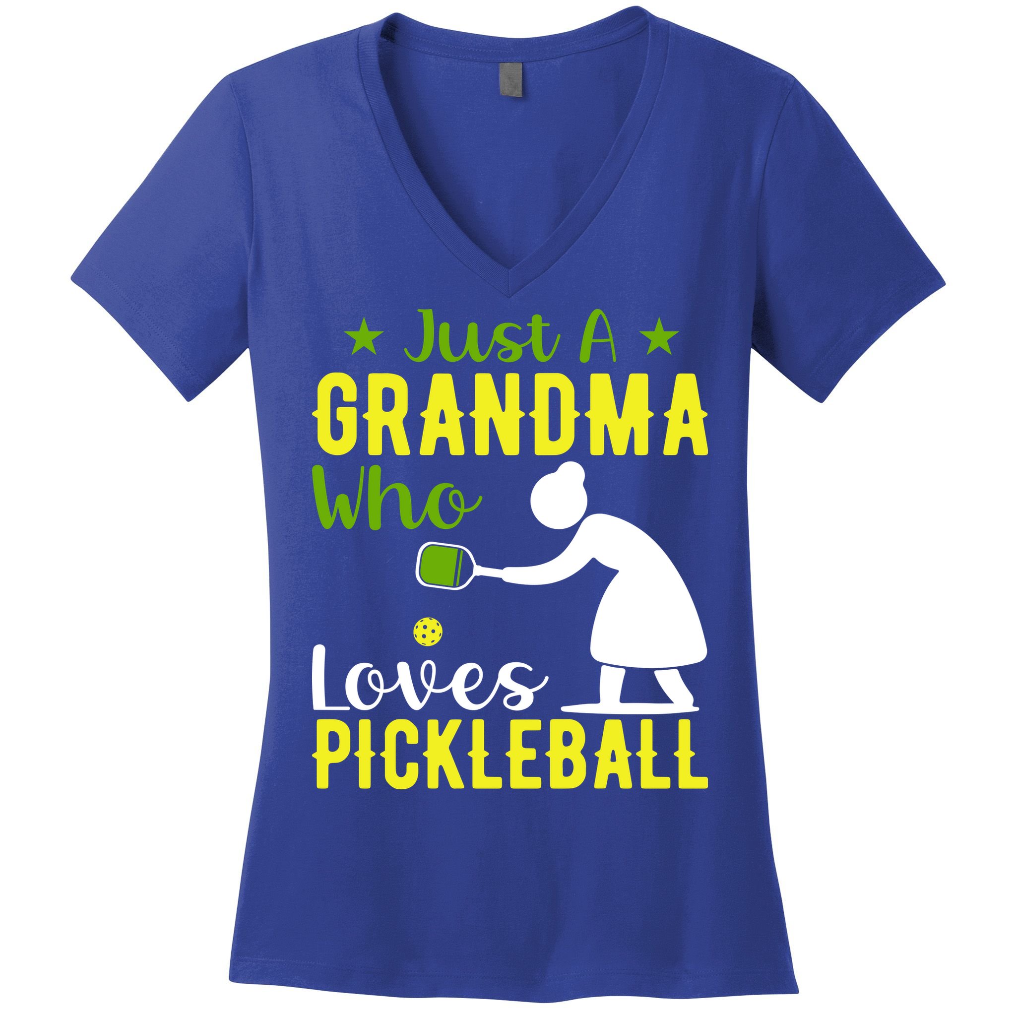Just A Grandma Who Loves Pickleball Paddle Gift Women's V-Neck T-Shirt