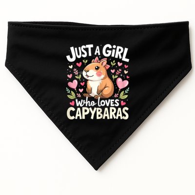 Just A Girl Who Loves Capybara Cute Animal Lover Design USA-Made Doggie Bandana
