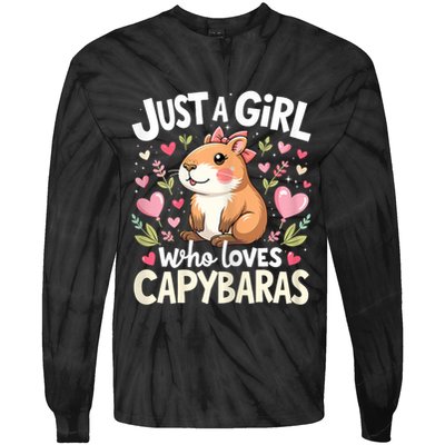 Just A Girl Who Loves Capybara Cute Animal Lover Design Tie-Dye Long Sleeve Shirt