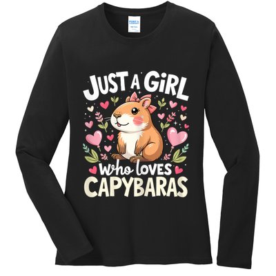 Just A Girl Who Loves Capybara Cute Animal Lover Design Ladies Long Sleeve Shirt