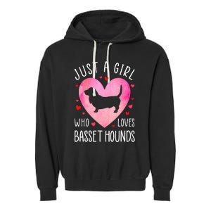 Just a Girl Who Loves Basset Hounds Dog Mama Pet Lover Garment-Dyed Fleece Hoodie