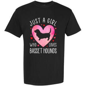 Just a Girl Who Loves Basset Hounds Dog Mama Pet Lover Garment-Dyed Heavyweight T-Shirt