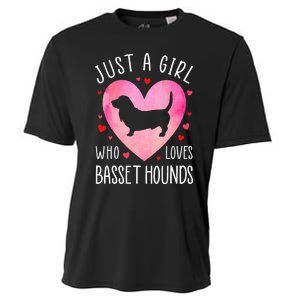 Just a Girl Who Loves Basset Hounds Dog Mama Pet Lover Cooling Performance Crew T-Shirt