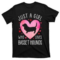 Just a Girl Who Loves Basset Hounds Dog Mama Pet Lover T-Shirt