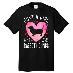 Just a Girl Who Loves Basset Hounds Dog Mama Pet Lover Tall T-Shirt