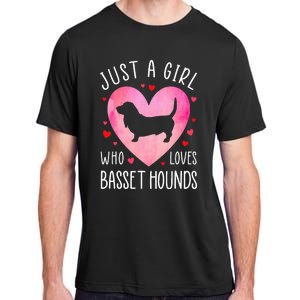 Just a Girl Who Loves Basset Hounds Dog Mama Pet Lover Adult ChromaSoft Performance T-Shirt