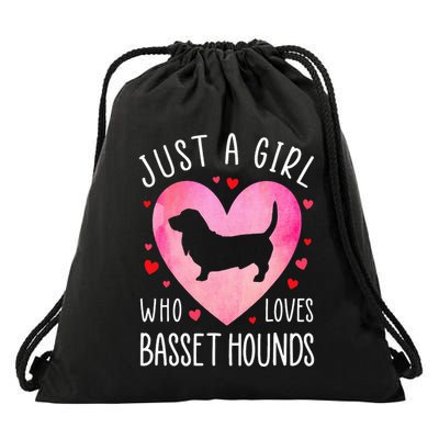 Just a Girl Who Loves Basset Hounds Dog Mama Pet Lover Drawstring Bag