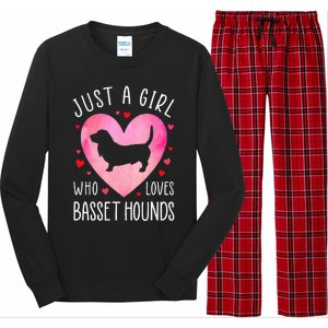 Just a Girl Who Loves Basset Hounds Dog Mama Pet Lover Long Sleeve Pajama Set