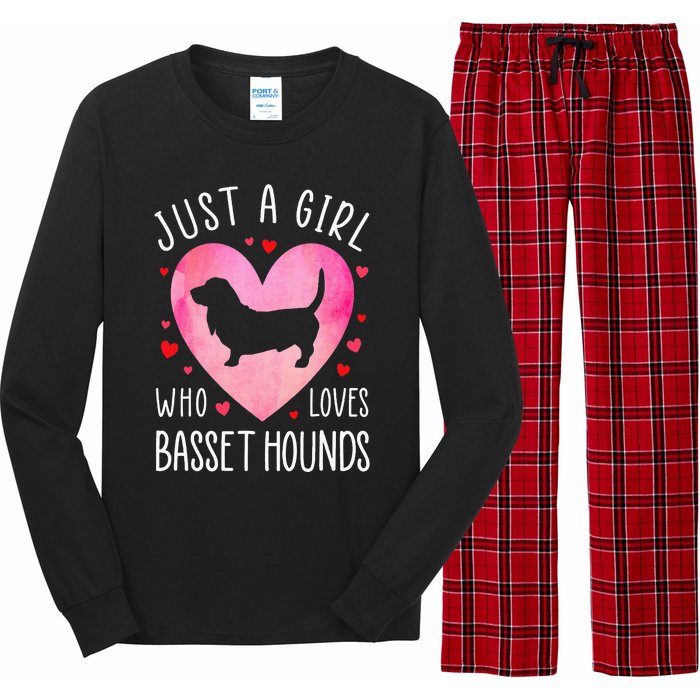 Just a Girl Who Loves Basset Hounds Dog Mama Pet Lover Long Sleeve Pajama Set