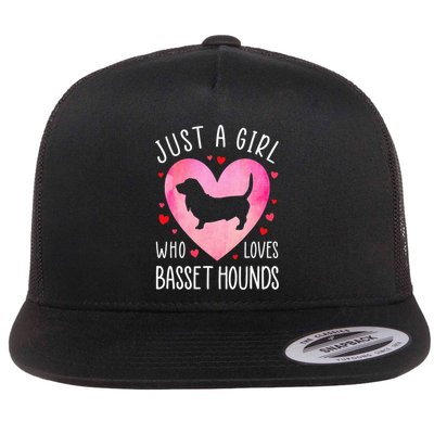 Just a Girl Who Loves Basset Hounds Dog Mama Pet Lover Flatbill Hat