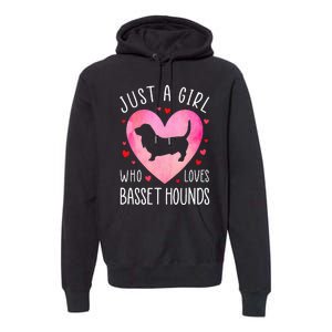 Just a Girl Who Loves Basset Hounds Dog Mama Pet Lover Premium Hoodie