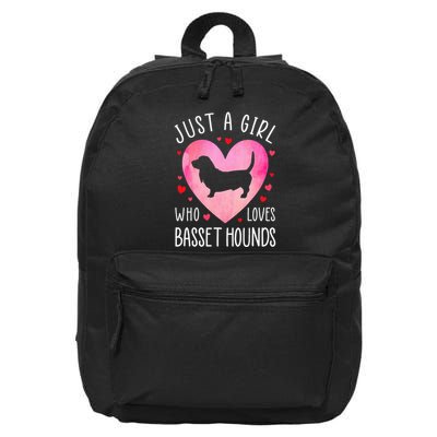 Just a Girl Who Loves Basset Hounds Dog Mama Pet Lover 16 in Basic Backpack