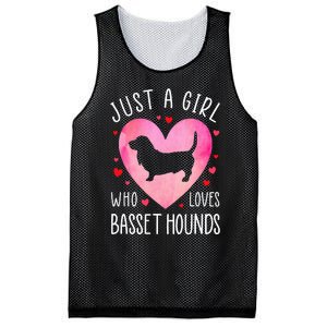 Just a Girl Who Loves Basset Hounds Dog Mama Pet Lover Mesh Reversible Basketball Jersey Tank