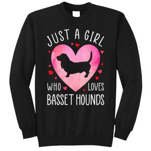 Just a Girl Who Loves Basset Hounds Dog Mama Pet Lover Tall Sweatshirt