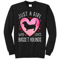 Just a Girl Who Loves Basset Hounds Dog Mama Pet Lover Tall Sweatshirt