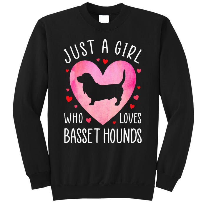 Just a Girl Who Loves Basset Hounds Dog Mama Pet Lover Tall Sweatshirt