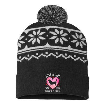 Just a Girl Who Loves Basset Hounds Dog Mama Pet Lover USA-Made Snowflake Beanie