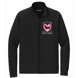 Just a Girl Who Loves Basset Hounds Dog Mama Pet Lover Stretch Full-Zip Cadet Jacket