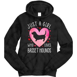 Just a Girl Who Loves Basset Hounds Dog Mama Pet Lover Tie Dye Hoodie