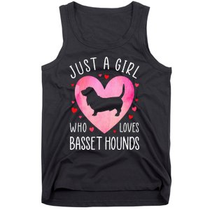 Just a Girl Who Loves Basset Hounds Dog Mama Pet Lover Tank Top