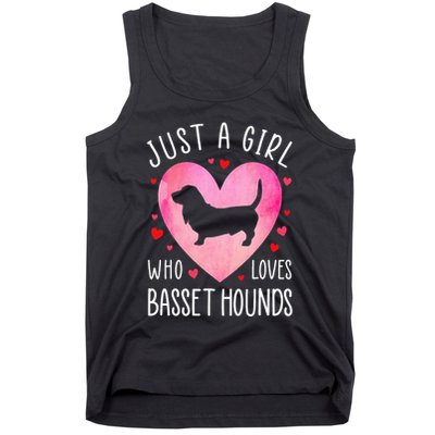 Just a Girl Who Loves Basset Hounds Dog Mama Pet Lover Tank Top