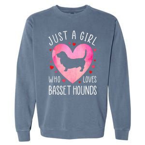 Just a Girl Who Loves Basset Hounds Dog Mama Pet Lover Garment-Dyed Sweatshirt