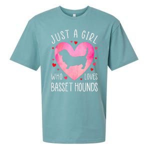 Just a Girl Who Loves Basset Hounds Dog Mama Pet Lover Sueded Cloud Jersey T-Shirt