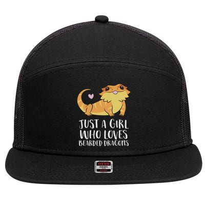 Just A Girl Who Loves Bearded Dragons Lizard Reptile 7 Panel Mesh Trucker Snapback Hat