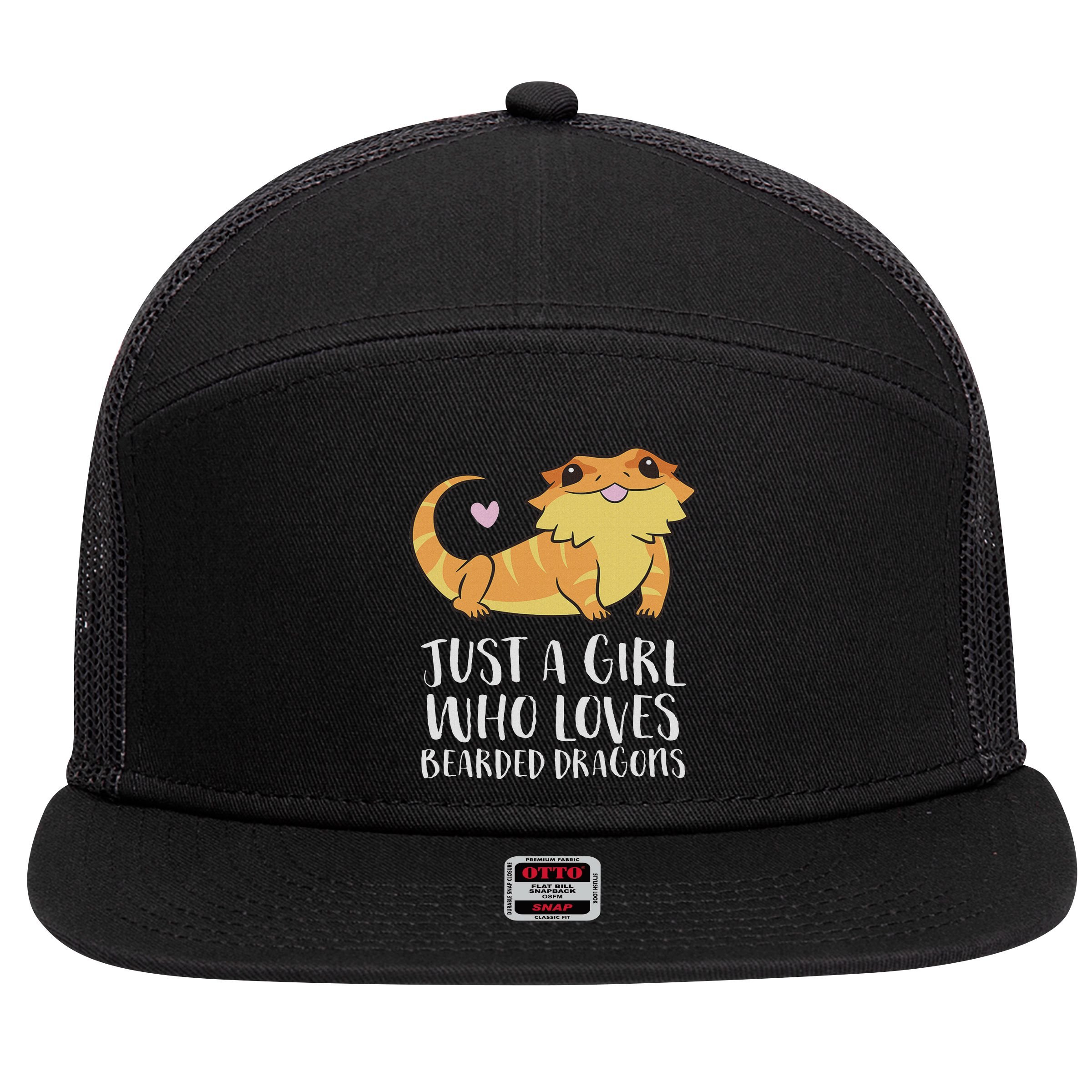 Just A Girl Who Loves Bearded Dragons Lizard Reptile 7 Panel Mesh Trucker Snapback Hat