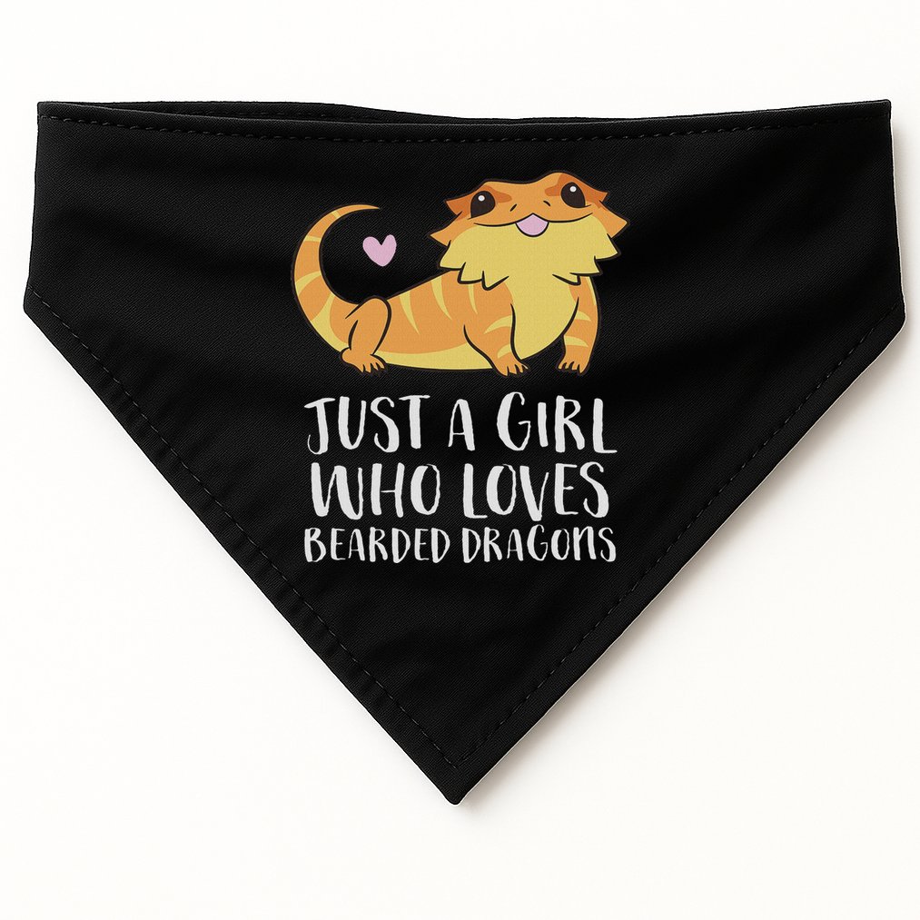 Just A Girl Who Loves Bearded Dragons Lizard Reptile USA-Made Doggie Bandana