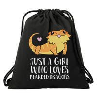 Just A Girl Who Loves Bearded Dragons Lizard Reptile Drawstring Bag