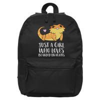 Just A Girl Who Loves Bearded Dragons Lizard Reptile 16 in Basic Backpack