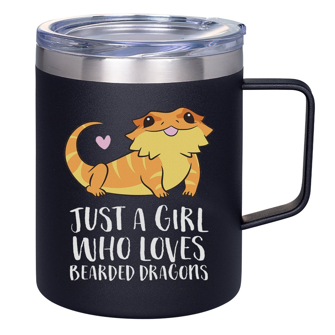 Just A Girl Who Loves Bearded Dragons Lizard Reptile 12oz Stainless Steel Coffee Mug