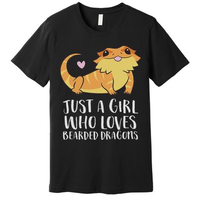 Just A Girl Who Loves Bearded Dragons Lizard Reptile Premium T-Shirt