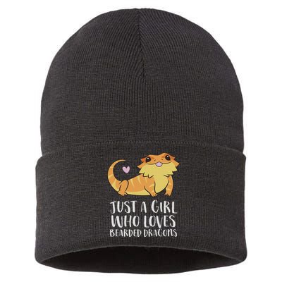 Just A Girl Who Loves Bearded Dragons Lizard Reptile Sustainable Knit Beanie