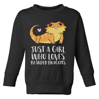 Just A Girl Who Loves Bearded Dragons Lizard Reptile Toddler Sweatshirt