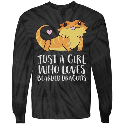 Just A Girl Who Loves Bearded Dragons Lizard Reptile Tie-Dye Long Sleeve Shirt