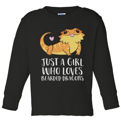 Just A Girl Who Loves Bearded Dragons Lizard Reptile Toddler Long Sleeve Shirt