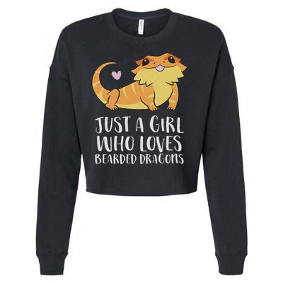Just A Girl Who Loves Bearded Dragons Lizard Reptile Cropped Pullover Crew