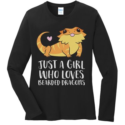 Just A Girl Who Loves Bearded Dragons Lizard Reptile Ladies Long Sleeve Shirt