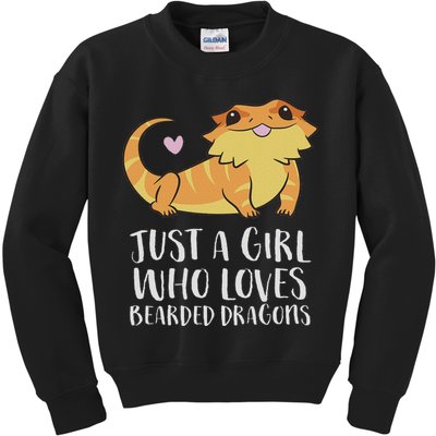 Just A Girl Who Loves Bearded Dragons Lizard Reptile Kids Sweatshirt