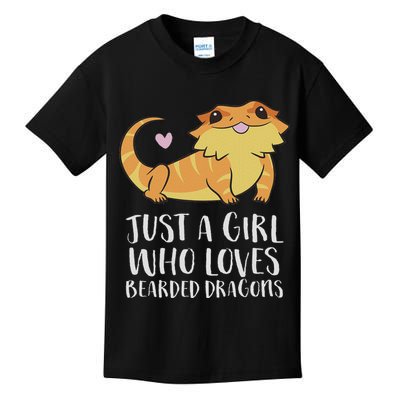 Just A Girl Who Loves Bearded Dragons Lizard Reptile Kids T-Shirt