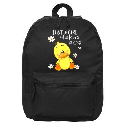 Just A Girl Who Loves Ducks Cute Duck Lover Owner Gift 16 in Basic Backpack