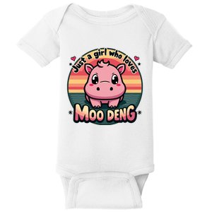 Just A Girl Who Loves Moo Deng Cute Baby Hippo Moo Deng Cute Baby Bodysuit