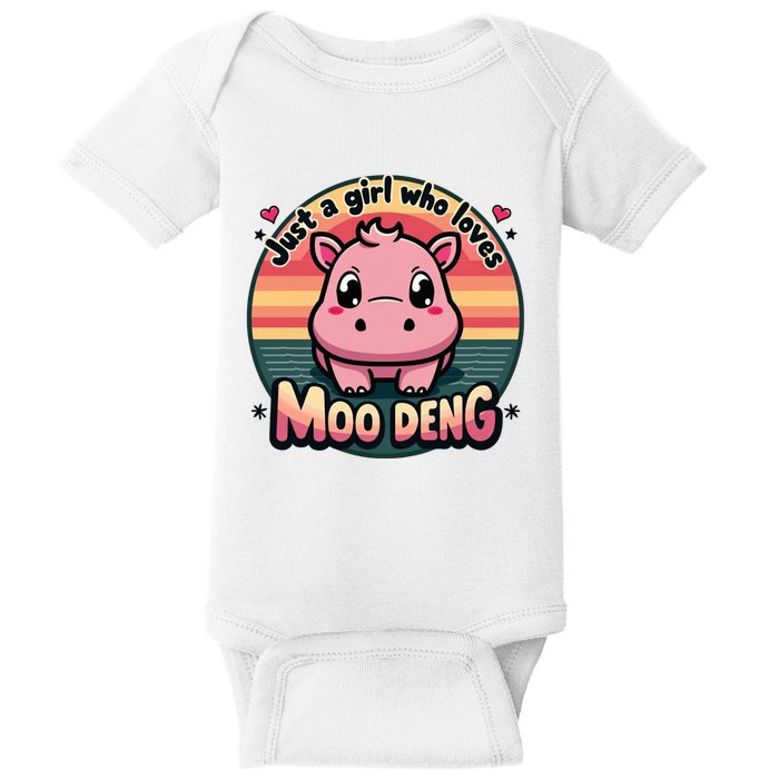 Just A Girl Who Loves Moo Deng Cute Baby Hippo Moo Deng Cute Baby Bodysuit