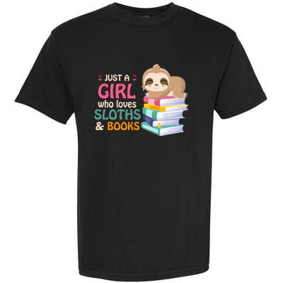 Just A Girl Who Loves Sloths And Books Sloth Garment-Dyed Heavyweight T-Shirt